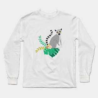 Lemurs in a Teal Jungle Long Sleeve T-Shirt